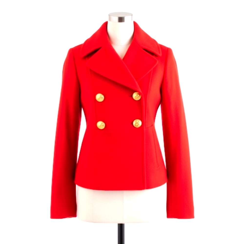 J. Crew Nello Gori Wool Peacoat Pullover  In Electric Red Size 6